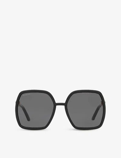 Gucci Womens  Gg0890s Square-frame Glass And Acetate Sunglasses In Black