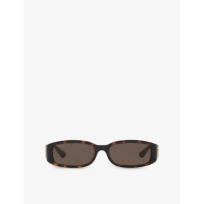 GUCCI WOMENS BROWN GG1661S SQUARE-FRAME TORTOISE ACETATE SUNGLASSES