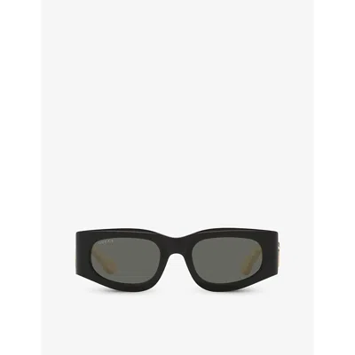 Gucci Womens Black Gg1664s Square-shape Acetate Sunglasses