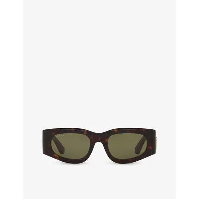 Gucci Womens Brown Gg1664s Square-shape Acetate Sunglasses