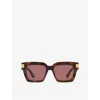 Gucci Womens Gg1689s Square-shape Acetate Sunglasses Brown In Brown