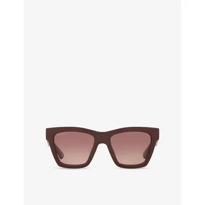 Gucci Womens Red Gg1714s Cat Eye-frame Injected Sunglasses
