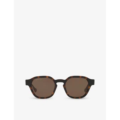 Gucci Womens Brown Gg1730s Square-shape Acetate Sunglasses