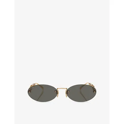 Gucci Womens Gold Gg1922s Fame-less Round Metal Sunglasses