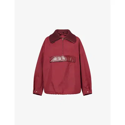 Gucci Womens Dark Rosso Ancora Half-zip Relaxed-fit Woven Jacket In Red