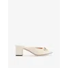 Gucci Womens New Ivoire Horsebit 55 High-heel Leather Mules Eur 35 / 2 Uk In White