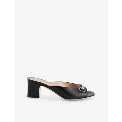 Gucci Womens Nero Horsebit 55 High-heel Leather Mules