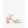 Gucci Pink And Purple Leather Sandals With Block Heel In Rose Dust