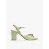 Gucci Womens Horsebit Block-heel Leather Sandals Sage Leaf