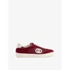 Gucci Womens Rosso Ancora Interlocking G Suede Trainers In Rosso Ancora