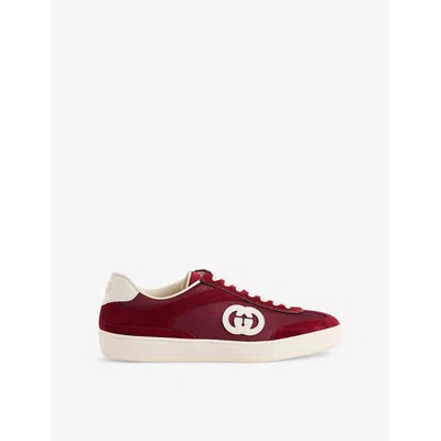 Gucci Womens Rosso Ancora Interlocking G Suede Trainers