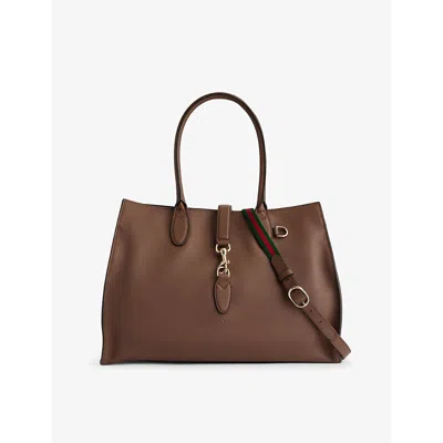 Gucci Womens Jackie Hook-closure Large Leather Tote Bag Nut Brown