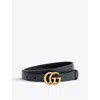 Gucci Womens Nero Logo-buckle Small Leather Belt In Black