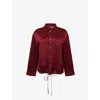 Gucci Womens Rosso Ancora Mix Monogram-pattern Drawstring-hem Satin Shirt In Red