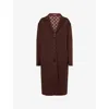Gucci Womens Brown Pink Monogram-pattern Notch-lapel Wool Coat In Gold
