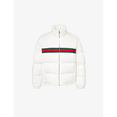 GUCCI WOMENS OFF WHITE MIX PADDED HIGH-NECK RELAXED-FIT SHELL-DOWN JACKET