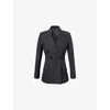 Gucci Womens Ardesia Grey Peak-lapel Double-breasted Wool Blazer In Gray