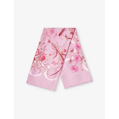 Gucci Womens Mauve/pink Printed Floral Silk Carré Scarf