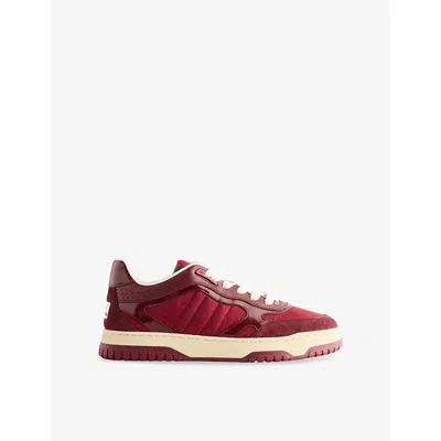 GUCCI WOMENS GUCCI RE-WEB LEATHER AND CANVAS LOW-TOP TRAINERS