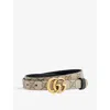 Gucci Womens Be Ebony/nero Reversible Logo-buckle Leather Belt In Brown