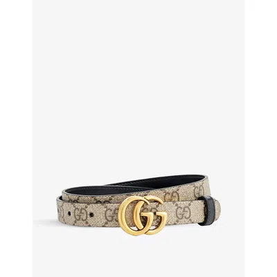 Gucci Womens Be Ebony/nero Reversible Logo-buckle Leather Belt