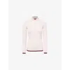 Gucci White Polo Shirt With Spread Collar And Web Detailed Trims In Cashmere And Silk Blend Woman In Pale Rose