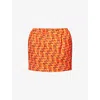 Gucci Women Printed Mini Skirt In Orange Rosso Ancora
