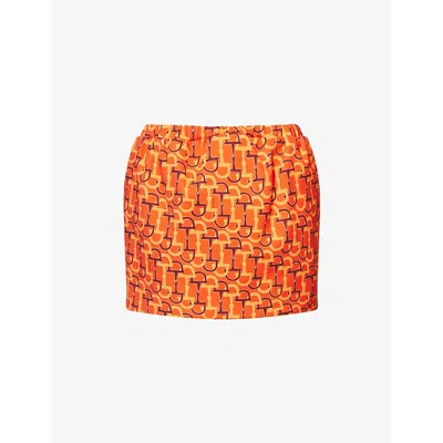GUCCI WOMENS GUCCI TWILL HORSEBIT-PRINT COTTON MINI SKIRT