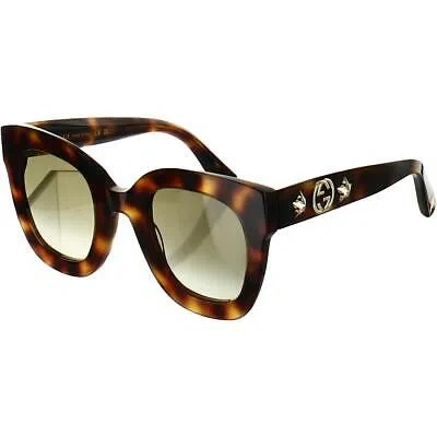 Pre-owned Gucci Womens Havana Brown Uv Protection Retro Square Sunglasses O/s Bhfo 7060 In Gray