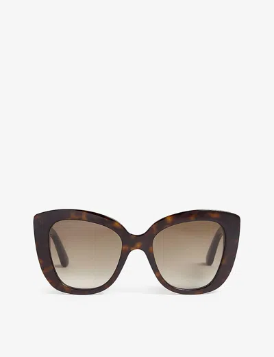 Gucci Womens Havana Gg0327s Cat-eye Frame Sunglasses Brown