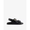 Gucci Nappa Leather Open Toe Flat Sole Sandals In Herbs Light Green