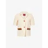 Gucci Womens Horsebit Short-sleeves Linen Jacket Gardenia In Neutral