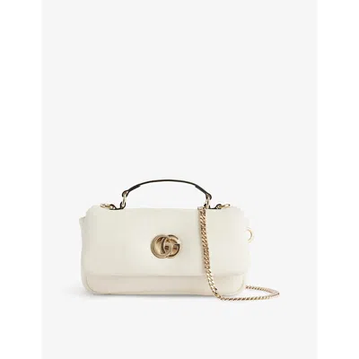 Gucci Womens Ivory Gg Milano Top-handle Leather Bag In Brown