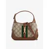 Gucci Jackie 1961 Small Webbing-trimmed Coated-canvas And Leather Shoulder Bag In Be.ebon/br.sugar/vrv