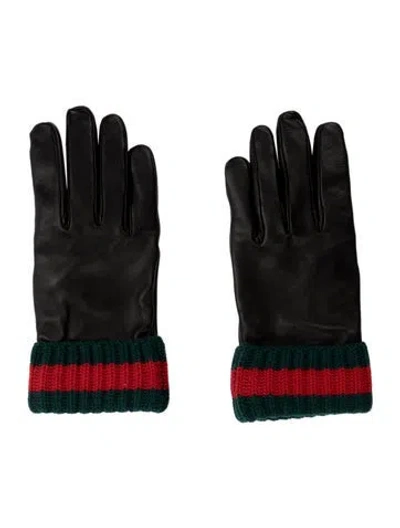Pre-owned Gucci Womens Leather Winter Gloves In Black