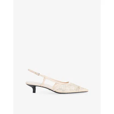 GUCCI WOMENS LIGHT POWDER GG DEMI 35 MESH SLINGBACK COURTS EUR 37 / 4 UK