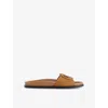 Gucci Womens  Branded Slip-on Leather Sliders In Luminious Wood