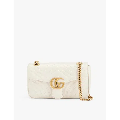 Gucci Marmont Quilted Leather Shoulder Bag In M White/m White