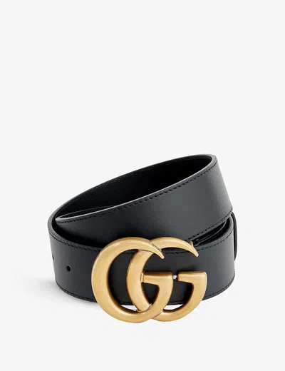Gucci Womens Nero Logo-buckle Wide Leather Belt
