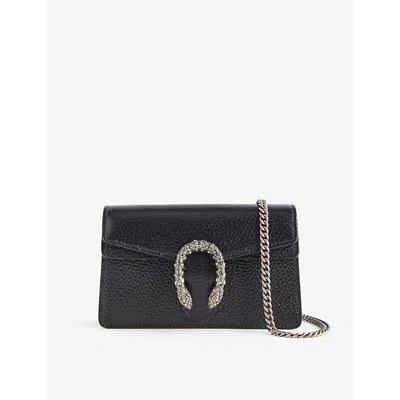 GUCCI WOMENS NERO/BL.DIAMOND DIONYSUS MINI GRAINED-LEATHER CROSS-BODY BAG