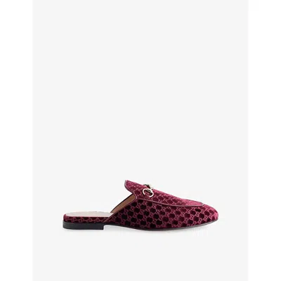 Gucci Womens New Vineyard Princetown Gg Velvet Mules Eur 37 / 4 Uk In Multi
