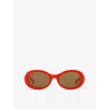 Gucci Womens Orange Gg1587s Oval-frame Acetate Sunglasses In Orange