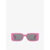 Gucci Womens Gg1325s Rectangle-frame Acetate Sunglasses Pink In Pink