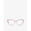 Gucci Womens Gg1530o Cat-eye Frame Acetate Glasses Pink In Pink
