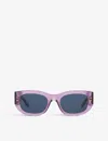 Gucci Womens Purple Gc001936 Gg1215s Rectangle-frame Acetate Sunglasses In Purple