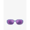 Gucci Womens Gg1535s Rectangular-frame Acetate Sunglasses Purple In Purple