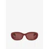 Gucci Womens Red Gg1829sk Oval-frame Acetate Sunglasses In Red