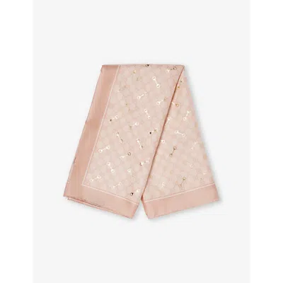 Gucci Womens  Gg Monogram-print Horsebit Silk Scarf In Roseate/ivory