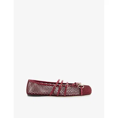 GUCCI WOMENS ROSSO ANCORA HORSEBIT MESH BALLET FLAT SHOES EUR 38/5 UK