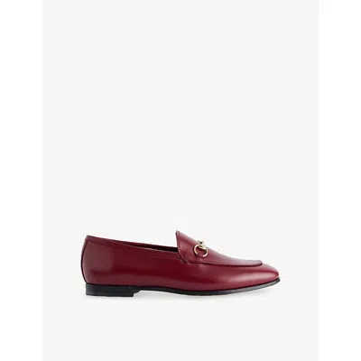Gucci Womens Rosso Ancora Jordaan Leather Loafers Eur 39 / 6 Uk In Red